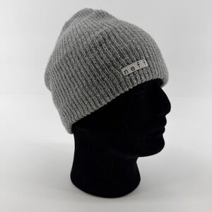 Neff Beanie Hat Unisex One Size Gray Ribbed Knit Logo Patch Slouchy Skater Surf